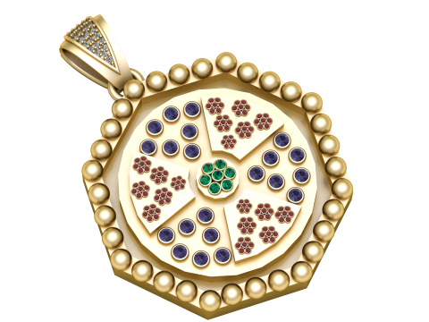 Royal Mandala Gem Pendant Model 3D