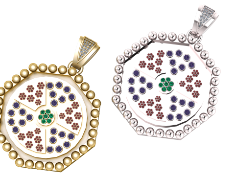 Royal Mandala Gem Pendant Model 3D