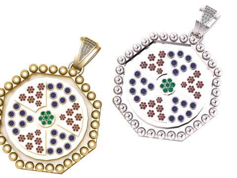 Royal Mandala Gem Pendant 3D Model