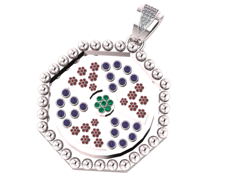 Royal Mandala Gem Pendant Model 3D