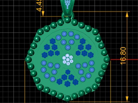 Royal Mandala Gem Pendant 3D Model