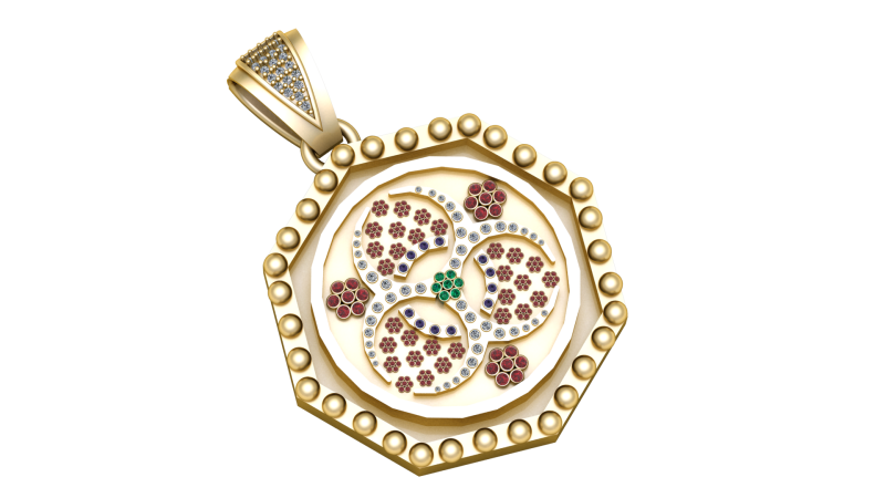 Floral Harmony Medallion Pendant 3D Модель .c4d .max .obj .3ds .fbx .stl .blend