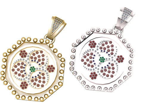 Floral Harmony Medallion Pendant 3D Model