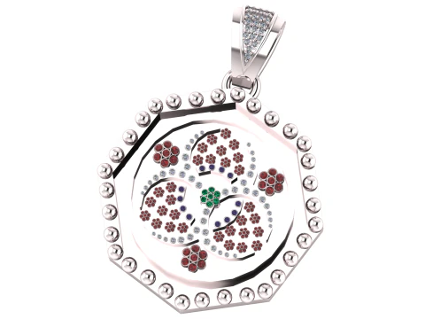 Floral Harmony Medallion Pendant 3D Model