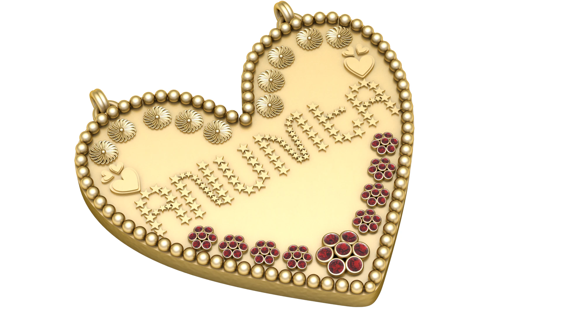 Anumita Star-Engraved Heart Pendant 3D Model .c4d .max .obj .3ds .fbx .stl .blend