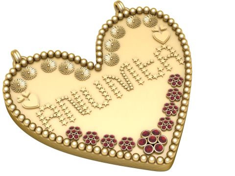 Anumita Star-Engraved Heart Pendant Model 3D