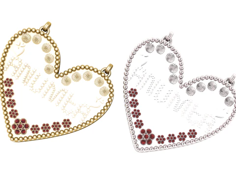 Anumita Star-Engraved Heart Pendant 3D Model