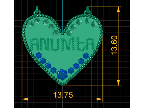 Anumita Star-Engraved Heart Pendant 3D Model