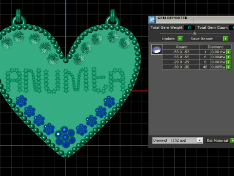 Anumita Star-Engraved Heart Pendant 3D Model
