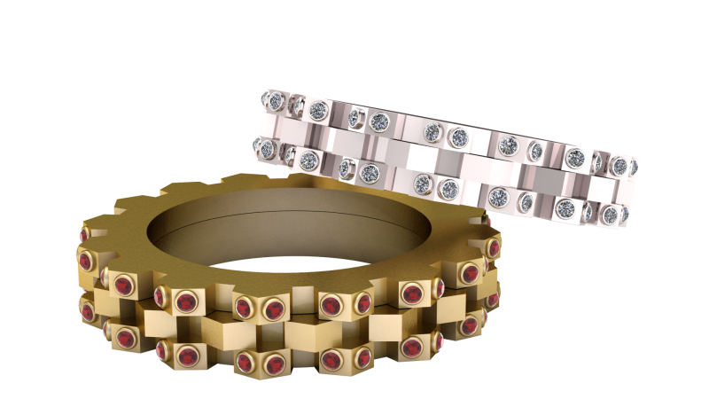 Imperial Gear Gemstone Band 3D 模型 .c4d .max .obj .3ds .fbx .stl .blend