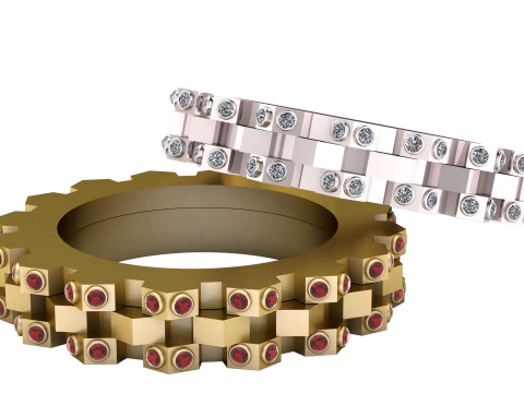 Bracciale con pietre preziose dell'ingranaggio imperiale Modello 3D