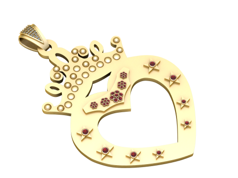 Crowned Heart Royal Pendant 3D Model