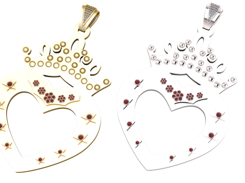 Crowned Heart Royal Pendant 3D Model