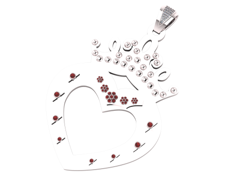 Crowned Heart Royal Pendant 3D Model