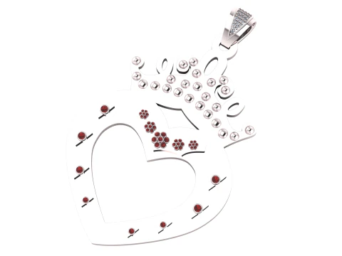Crowned Heart Royal Pendant 3D Model