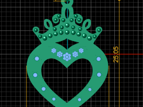 Crowned Heart Royal Pendant 3D Model