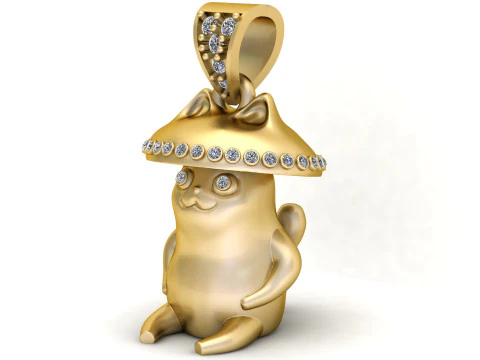 CAT GOLD PENDANT 3D PRINTABLE MODEL 3D Print Model