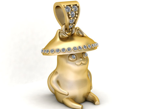 CAT GOLD PENDANT 3D PRINTABLE MODEL Model Cetak 3D