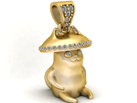CAT GOLD PENDANT 3D PRINTABLE MODEL 3D Print Model