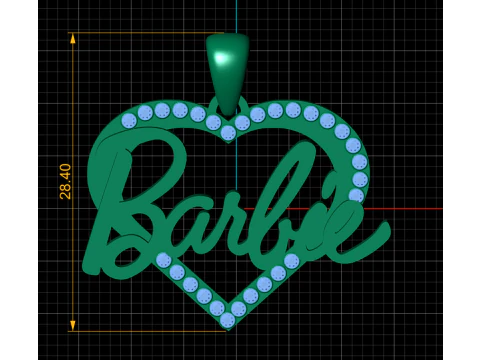 HEART BARBIE DESIGN GLD PENDANT 3D PRINTABLE MODEL 3D Print Model