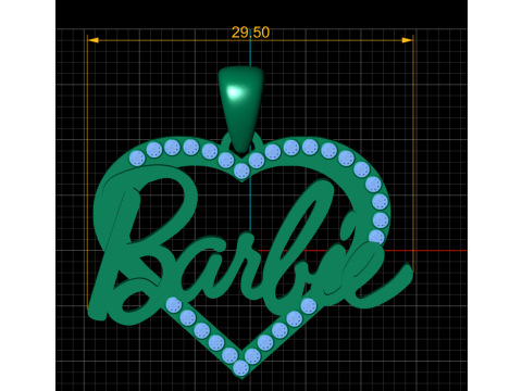 HEART BARBIE DESIGN GLD PENDANT 3D PRINTABLE MODEL 3D Принт Модель