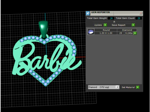 HEART BARBIE DESIGN GLD PENDANT 3D PRINTABLE MODEL 3D Print Model