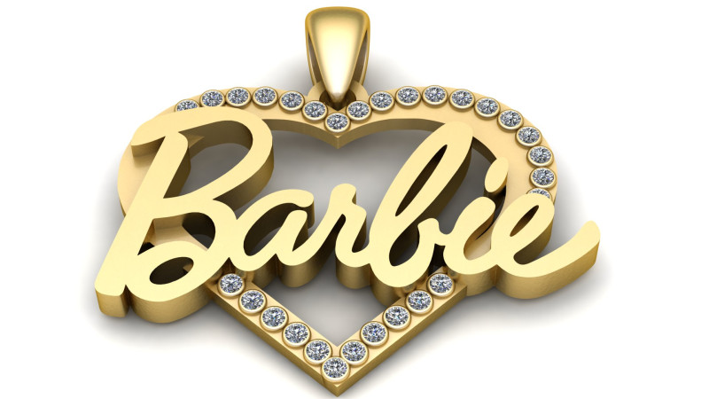 HEART BARBIE DESIGN GLD PENDANT 3D PRINTABLE MODEL 3D Принт Модель .c4d .max .obj .3ds .fbx .stl .blend 