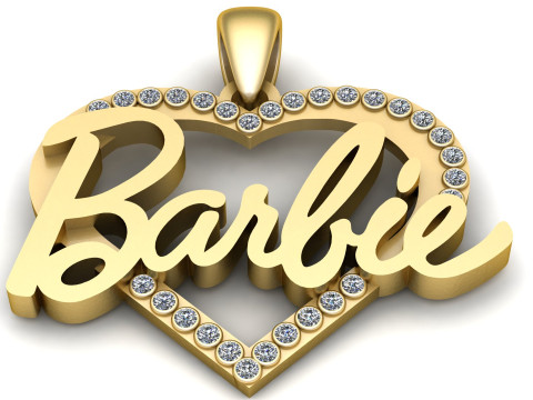 HEART BARBIE DESIGN GLD PENDANT 3D PRINTABLE MODEL 3D 打印模型