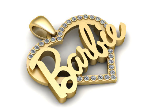 HEART BARBIE DESIGN GLD PENDANT 3D PRINTABLE MODEL 3D Принт Модель