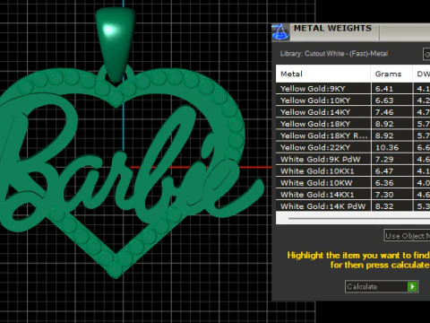 HEART BARBIE DESIGN GLD PENDANT 3D PRINTABLE MODEL 3D Print Model