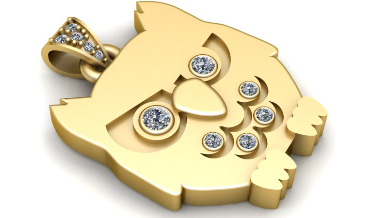 OWL GOLD Pendant 3D printable MODEL 3Dプリントモデル .c4d .max .obj .3ds .fbx .stl .blend 