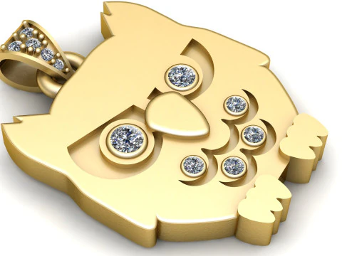 OWL GOLD Anh&auml;nger 3D druckbares MODELL 3D Druckmodell