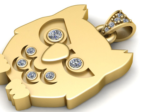 OWL GOLD Pendant 3D printable MODEL 3Dプリントモデル
