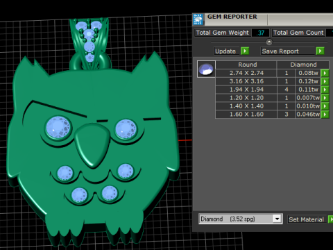 OWL GOLD Pendant 3D printable MODEL 3Dプリントモデル
