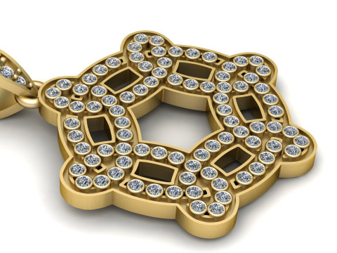Twisted Circle Diamond Pendant 3D PRINTALE MODEL Modello di stampa 3D
