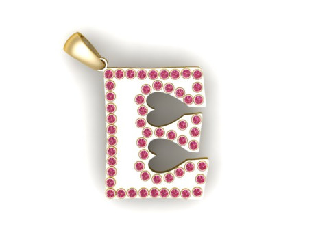 E design gold pendant Model Cetak 3D