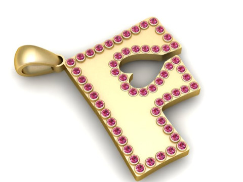 F letter gold pendan 3d printable model 3D Print Model