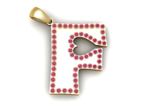 F letter gold pendan 3d printable model 3D प्रिंट मॉडल