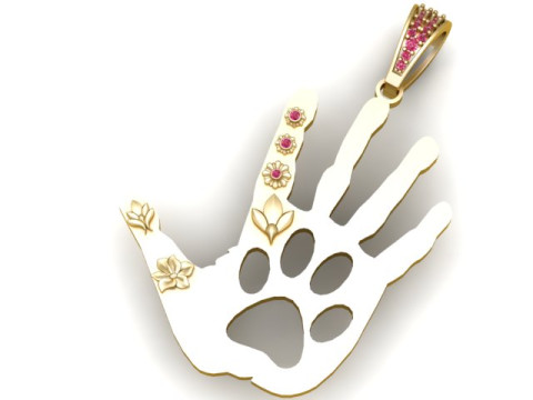 PET LOVER GOLD PENDANT 3D PRINTABLE MODEL 3D Принт Модель