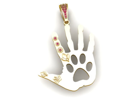 PET LOVER GOLD PENDANT 3D PRINTABLE MODEL 3D Принт Модель