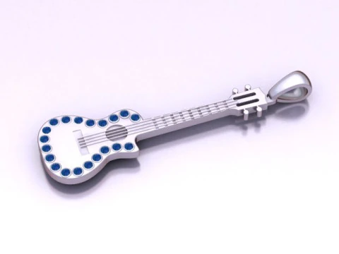 Mod&egrave;le de pendentif guitare imprimable en 3D Modèles 3D en vedette