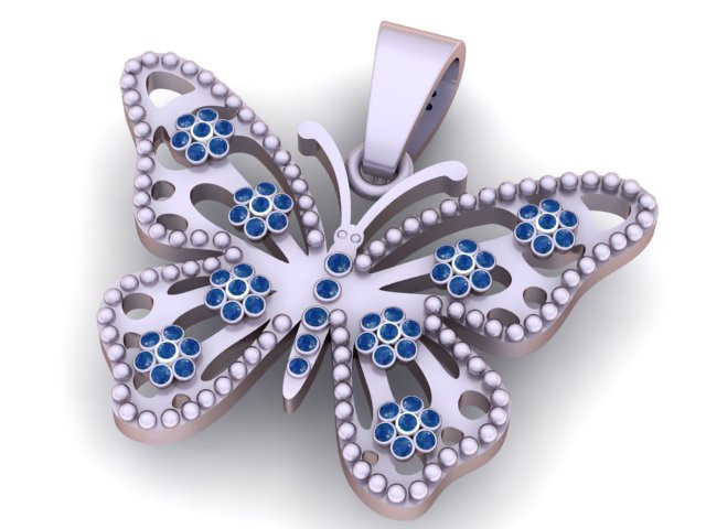 BUTTERFLY GOLD PENDANT 3D PRINTABLE MODEL 3D Принт Модель .c4d .max .obj .3ds .fbx .stl .blend