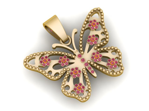 BUTTERFLY GOLD PENDANT 3D PRINTABLE MODEL 3D Принт Модель