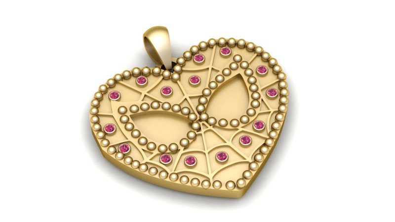 HEART GOLD PENDANT 3D PRINTABLE MODEL 3D 打印模型 .c4d .max .obj .3ds .fbx .stl .blend 