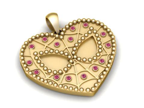 PINGENTE DE OURO CORA&Ccedil;&Atilde;O 3D IMPRIM&Iacute;VEL MODELO Modelo de Impressão 3D