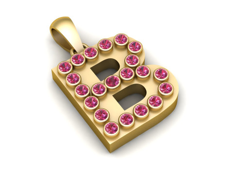 B ALFABHTS GOLD PENDANT 3D PRINTABLE MODEL 3D 프린트 모델