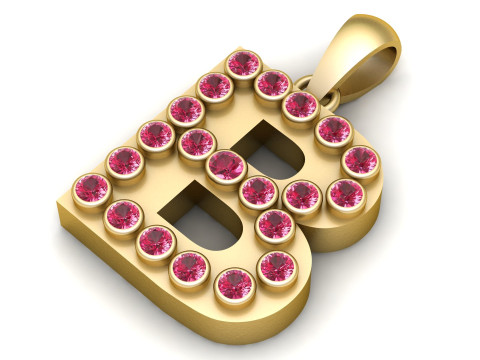 B ALFABHTS GOLD PENDANT 3D PRINTABLE MODEL 3D 프린트 모델
