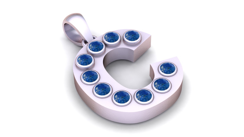 C Alphabet Pendant 3D PRINTABLE MODEL Model do druku 3D .c4d .max .obj .3ds .fbx .stl .blend 