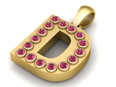 D ALPHABET GOLD PENDANT 3D PRINTABLE MODEL 3D Print Model