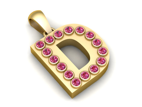 D ALPHABET GOLD PENDANT 3D PRINTABLE MODEL 3D Print Model